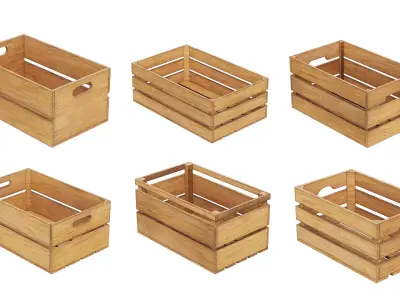wooden crates set Low-poly 3D model purchase