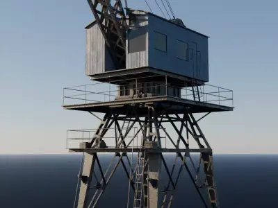 Industrial Port Crane - 4K PBR Textures - Rigged for Blender Low-poly 3D model