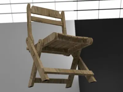 Wooden Foldable Chair Low-poly 3D model