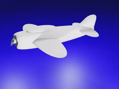 Plane 3D Model White Low-poly 3D model