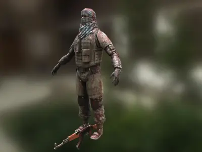 Civilian Warrior Low-poly 3D model