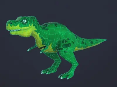 T-rex Cartoon Low-poly 3D model