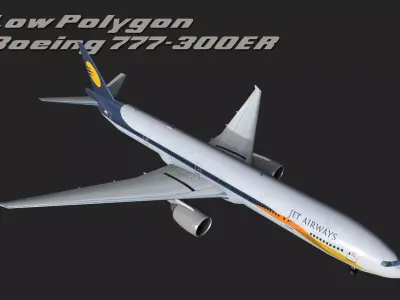 Boeing 777 Jet Airways Low-poly 3D model