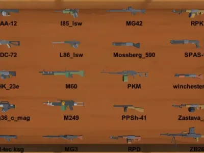 Low poly MEGA gunpack Free low-poly 3D model