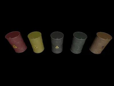 Danger oil barrels set Low-poly 3D model