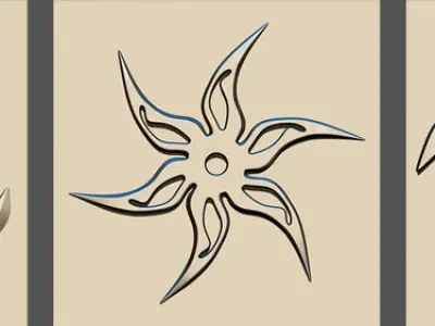 100 Shuriken Alpha and Brushes Pack for Zbrush Low-poly 3D model
