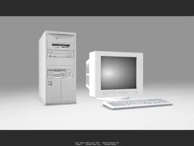 Computer 01 Low-poly 3D model
