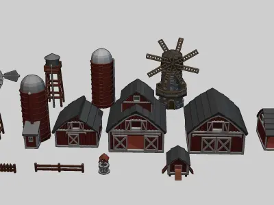  FARM BUILDINGS PACK 4K Low-poly 3D model