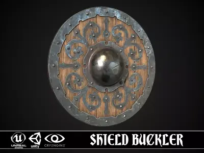 Shield Buckler 01 Low-poly 3D model