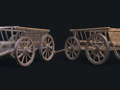 Medieval Cart 3 Low-poly 3D model