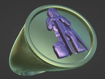 kneeling warrior ring 3D print model