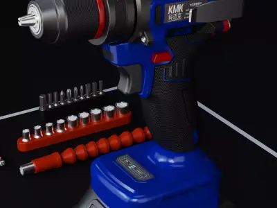 Professional Cordless Electric Drill Set 3D model