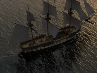 PBR-Endeavour sailing frigate  3D model