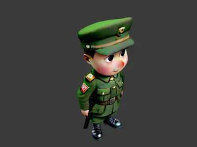 Cartoon World War II Soldier Low-poly 3D model purchase