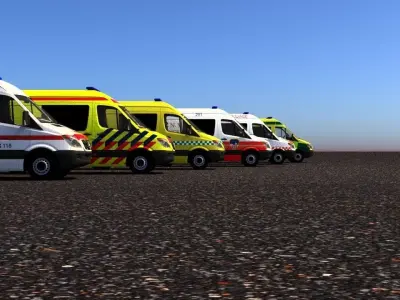 Mercedes-Benz Sprinter 311CDI Ambulance Vehicle 3D Model Pack