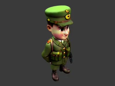 Cartoon World War I Soldier Low-poly 3D model