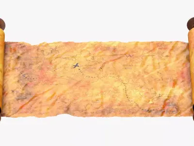 Scroll Open With Pirate Map 03 1 3D model