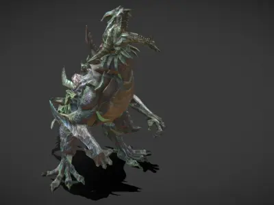 Fantasy Creature - Combat Dinosaur Low-poly 3D model