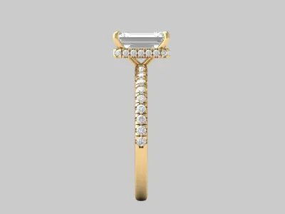 Wedding-Ring emerald cut diamond engagement ring  3D print model
