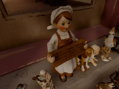 Antique Porcelain and Brass Figurines - PBR Low-poly 3D model