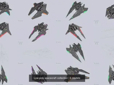 Low poly spacecraft collection 3D Model Pack