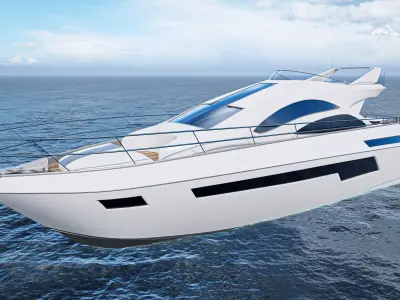 Yacht motor boat Low-poly 3D model