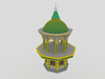 tower mosque Low-poly 3D model