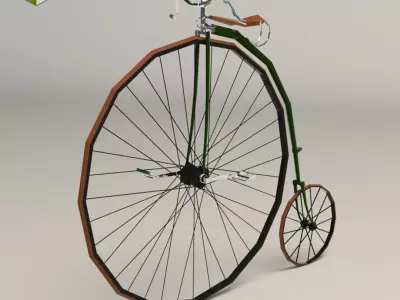 Low Poly Antique Bike Low-poly 3D model