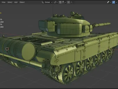 T72 tank  Low-poly 3D model