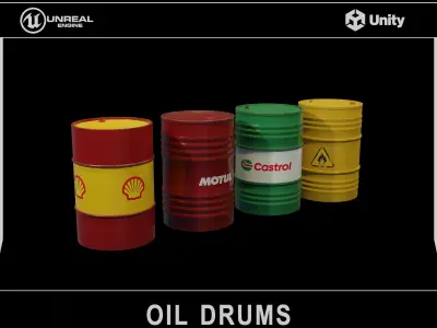 Oil Drums Pack Low-poly 3D model
