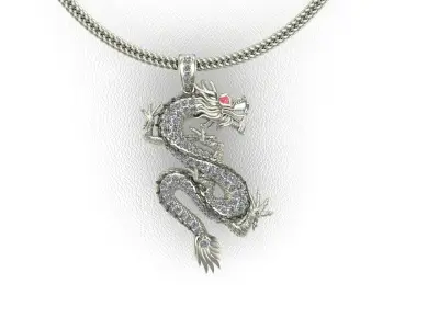 Chinese Dragon Gold Pendant 3D print model 3D print model 3D print model
