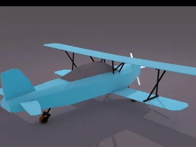 Low Poly Aircraft biplane Free low-poly 3D model