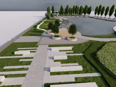 park-public park-Private Park Landscape 3D model 4