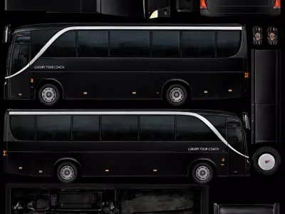 Luxury Low Poly Coach Bus 3D Model 03 Low-poly 3D model