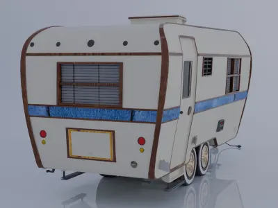 Camping trailer Low-poly 3D model