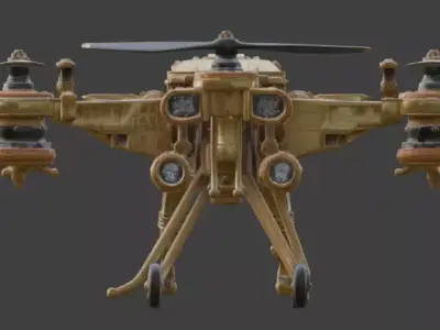 Steampunk Heavy Tactical Combat Drone 3D Model Low-poly 3D model