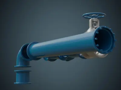Industrial Pipes 6A Low-poly 3D model