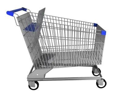 Steel shopping trolley 3D model
