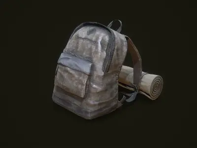 Camping Backpack Low-poly 3D model
