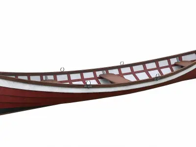 Painted Wooden Boat v1 Low-poly 3D model