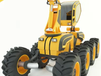 Feller Buncher forest all-terrain vehicle 3d model 3D model