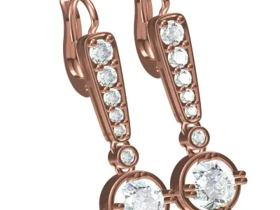 Simple Round Diamond Hoop Earring 3D print model