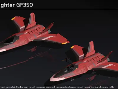 Scifi Fighter GF350 Low-poly 3D model