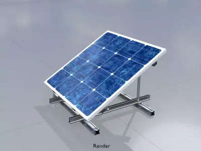 Solar module version 3 2x2m tilt angle 30 degrees with stand Low-poly 3D model