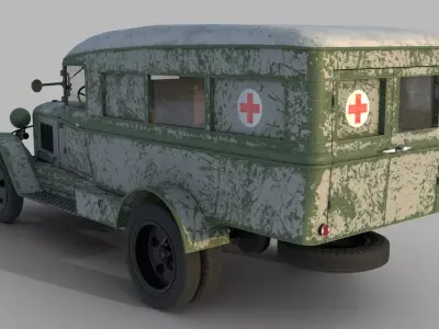 GAZ-55 ambulance Low-poly 3D model