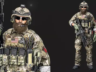 Modular US Special Forces Soldier Low-poly 3D model