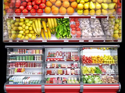Market refrigerators 3D model purchase