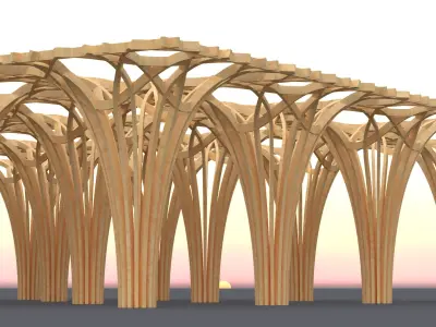 Modular Gothic Timber Pavilion 3D model