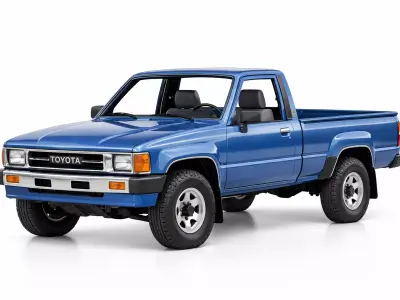 1985 Toyota Hilux Low Poly Classic Pickup Truck Low-poly 3D model