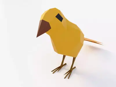 Bird low poly 3d model origami Low-poly 3D model